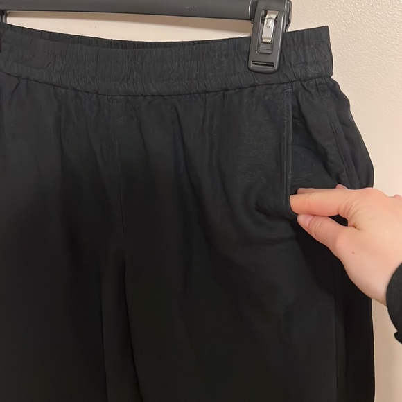 Madewell Linen Blend Black Crop Pull On Elastic Pants Style # M9227 Size Small - Picture 4 of 13
